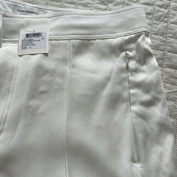 NWT CLUB MONACO Cream Tuxedo Pants Pintuck Pleat Lined size 6 - Picture 4 of 8